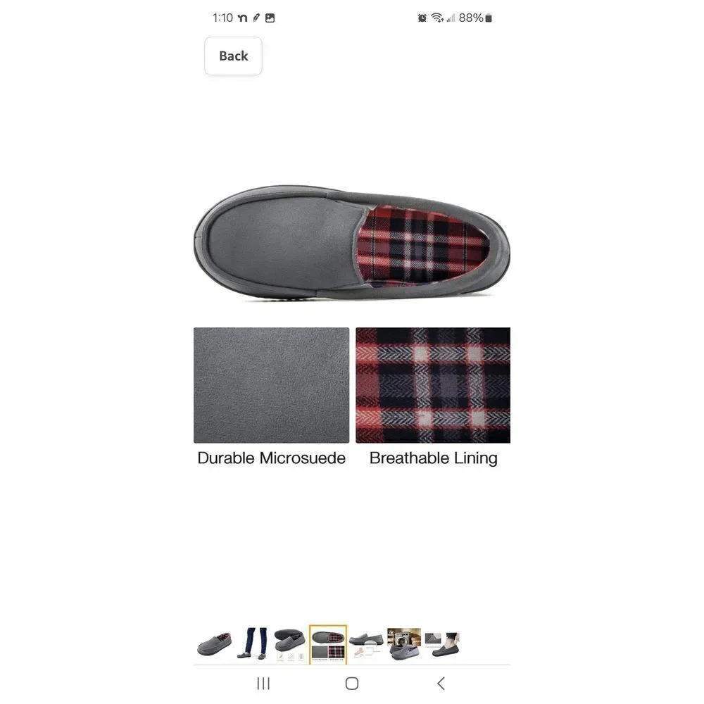 New Size 9 Rock Dove Grey Alexander Flannel Lined Loafer Slippers House Shoe NWT - Picture 4 of 12